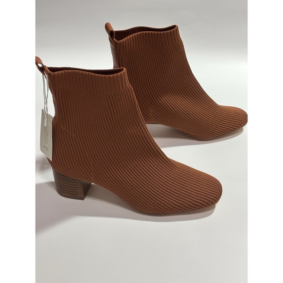Joie Ribbed Knit Stretchy Neely Block Heel Sock Ankle Boots Toffee Sz 6.5 - Picture 9 of 9